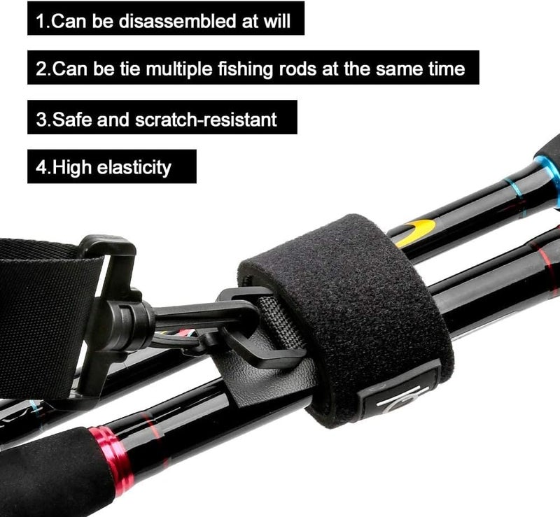 DONQL Fishing Rod Straps Holder Belt, Durable Fishing Rod Carry Straps Adjustable Length 30-54 Inch Fishing Poles Holder Strap Rod Shoulder Belt Travel Tackle Carrier for Freshwater Saltwater, Black - Image 3